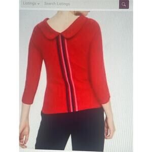 Women's Red Boden Sarah Ottoman Boat Neck Peter Pan Striped Back Top Sz 10